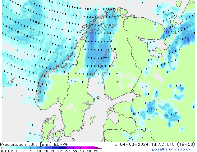 Z500/Rain (+SLP)/Z850 ECMWF Út 04.06.2024 00 UTC