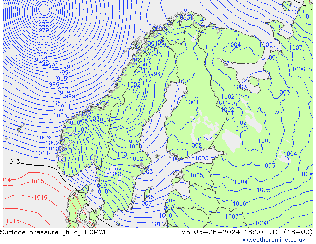 Yer basıncı ECMWF Pzt 03.06.2024 18 UTC