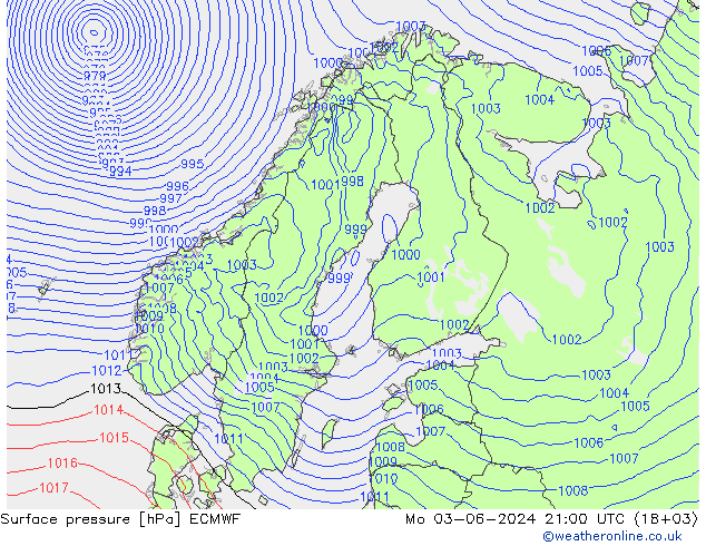 ciśnienie ECMWF pon. 03.06.2024 21 UTC