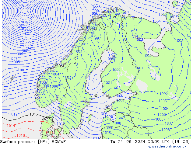 Bodendruck ECMWF Di 04.06.2024 00 UTC