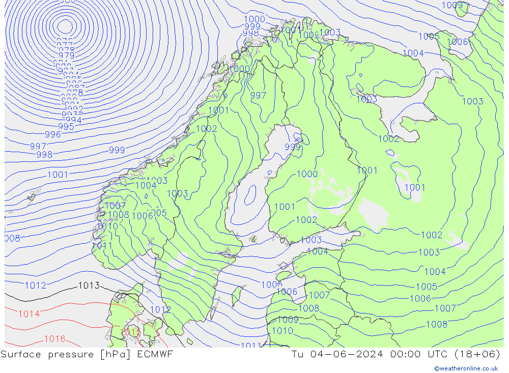 Luchtdruk (Grond) ECMWF di 04.06.2024 00 UTC