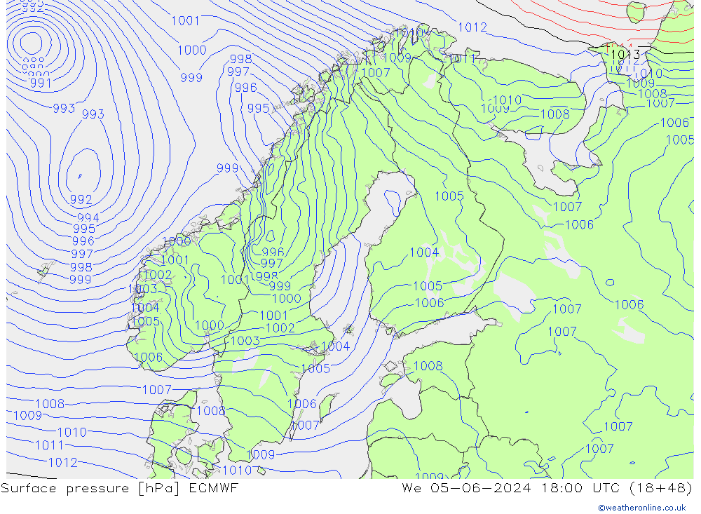 ciśnienie ECMWF śro. 05.06.2024 18 UTC