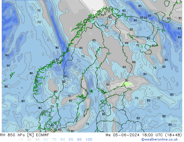 RH 850 hPa ECMWF We 05.06.2024 18 UTC