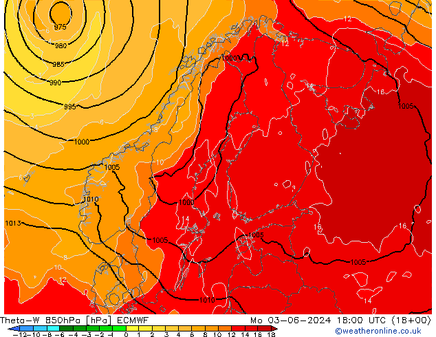 Theta-W 850hPa ECMWF lun 03.06.2024 18 UTC