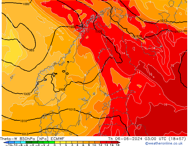 Theta-W 850hPa ECMWF Qui 06.06.2024 03 UTC