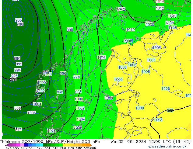 Thck 500-1000hPa ECMWF śro. 05.06.2024 12 UTC