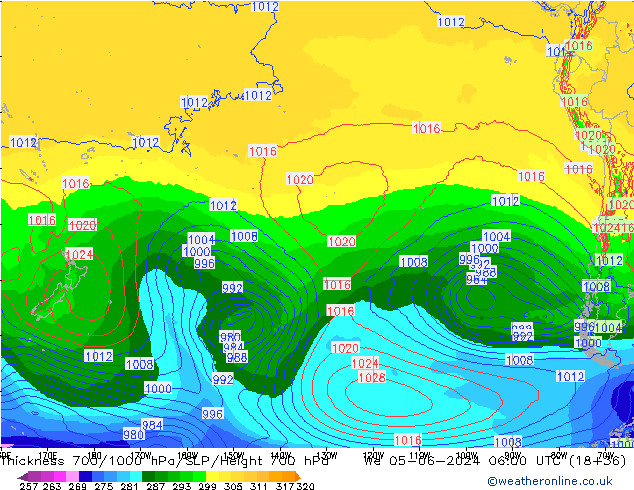 Dikte700-1000 hPa ECMWF wo 05.06.2024 06 UTC