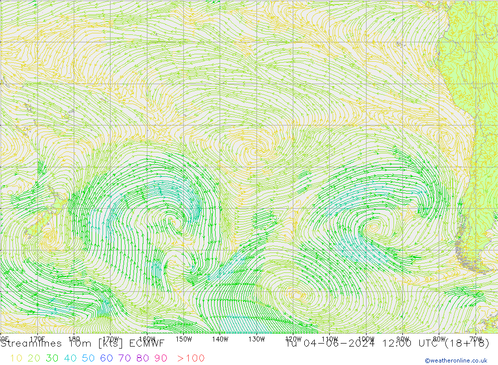 Streamlines 10m ECMWF Út 04.06.2024 12 UTC