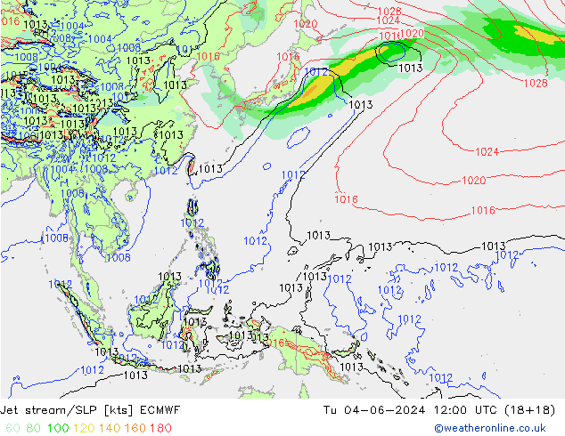 Corrente a getto ECMWF mar 04.06.2024 12 UTC