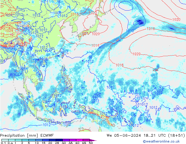 Srážky ECMWF St 05.06.2024 21 UTC