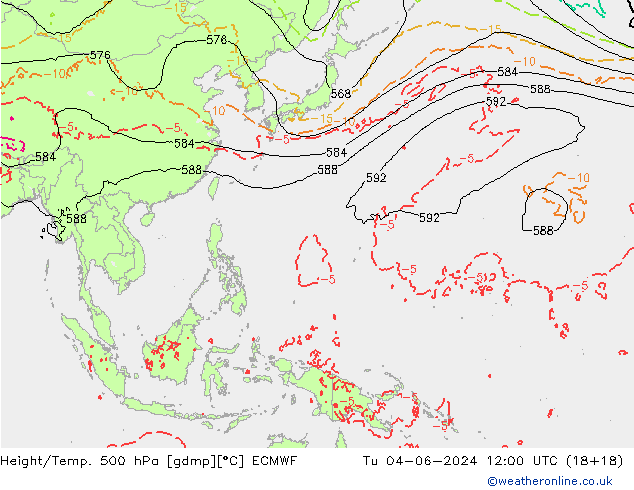 Height/Temp. 500 hPa ECMWF  04.06.2024 12 UTC