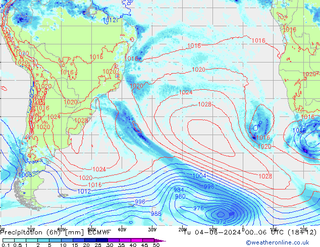 Z500/Regen(+SLP)/Z850 ECMWF di 04.06.2024 06 UTC