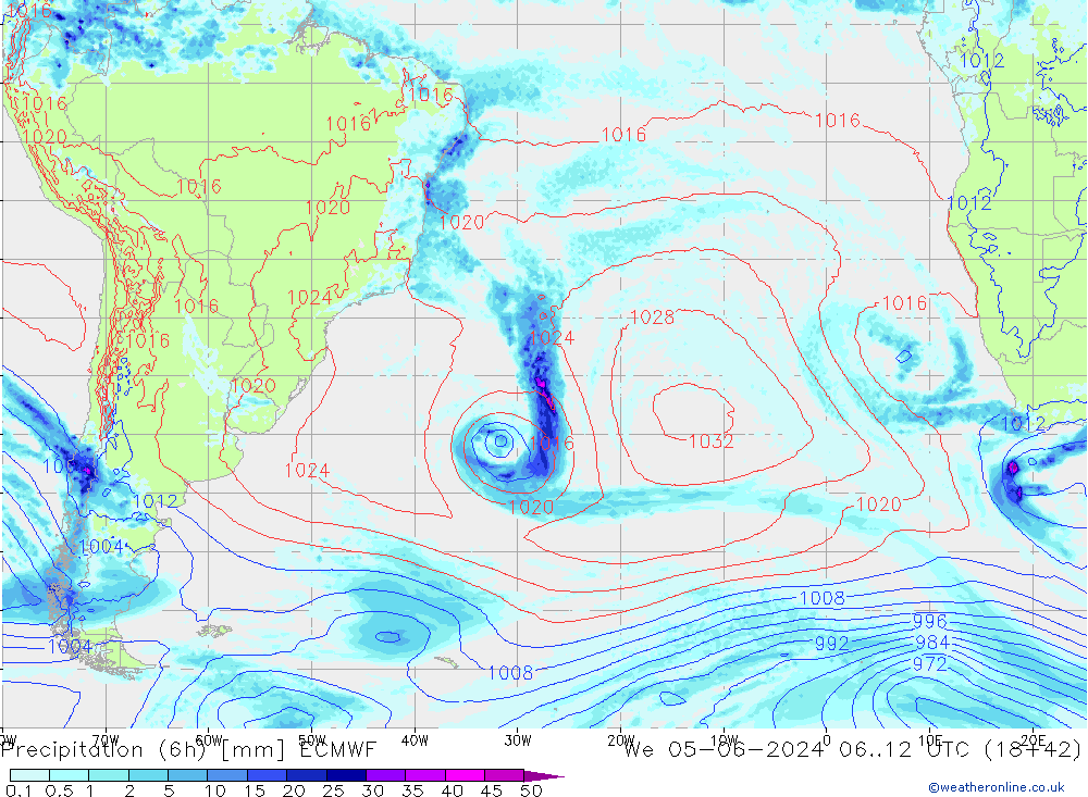 Z500/Rain (+SLP)/Z850 ECMWF mié 05.06.2024 12 UTC