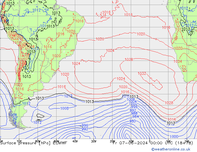 приземное давление ECMWF пт 07.06.2024 00 UTC