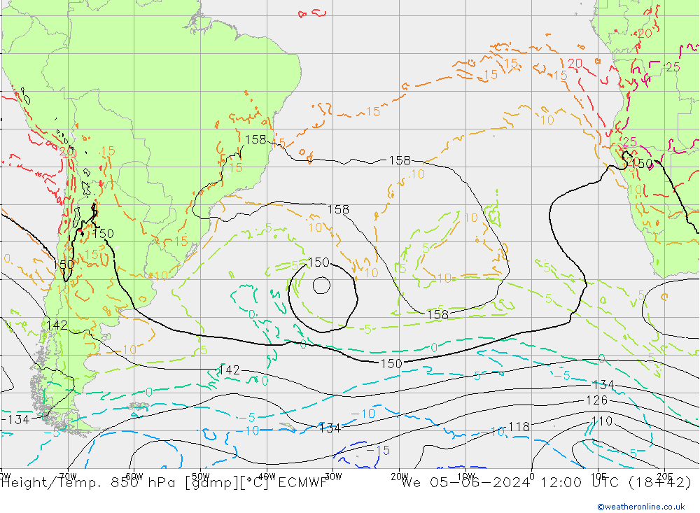 Z500/Rain (+SLP)/Z850 ECMWF mié 05.06.2024 12 UTC