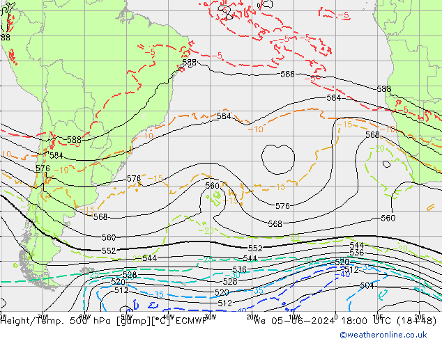 Yükseklik/Sıc. 500 hPa ECMWF Çar 05.06.2024 18 UTC