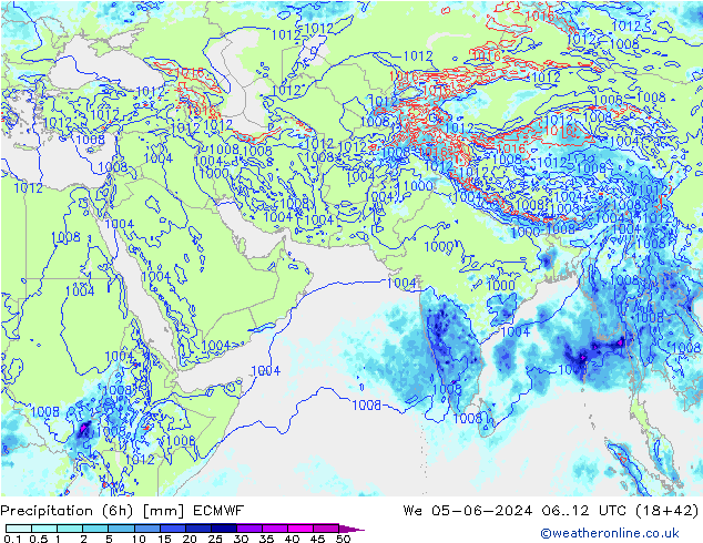 Z500/Yağmur (+YB)/Z850 ECMWF Çar 05.06.2024 12 UTC