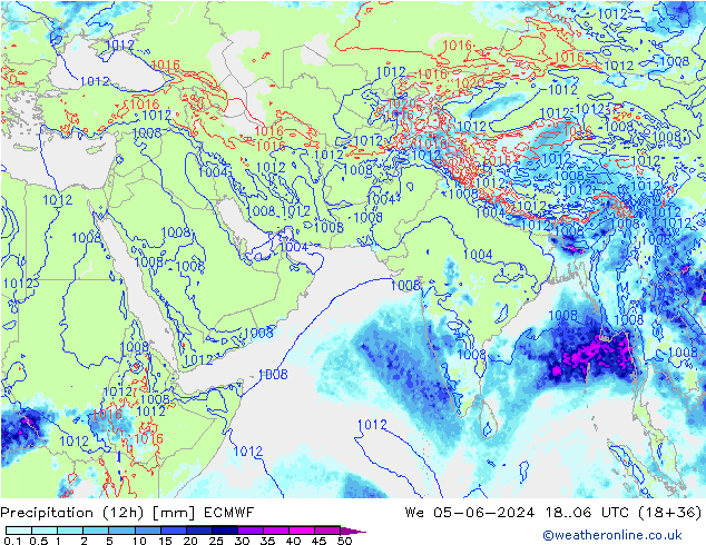 Precipitation (12h) ECMWF We 05.06.2024 06 UTC