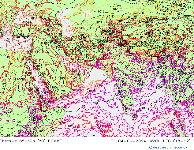 Theta-e 850hPa ECMWF mar 04.06.2024 06 UTC