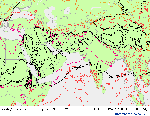 Z500/Rain (+SLP)/Z850 ECMWF Tu 04.06.2024 18 UTC