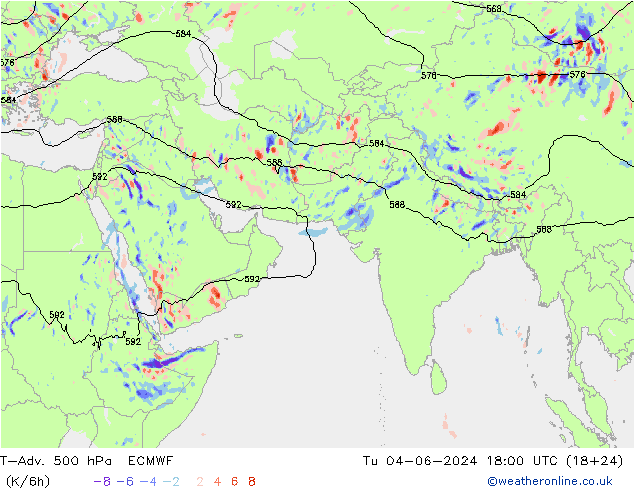 T-Adv. 500 hPa ECMWF 星期二 04.06.2024 18 UTC