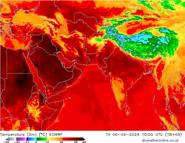 Sıcaklık Haritası (2m) ECMWF Per 06.06.2024 15 UTC