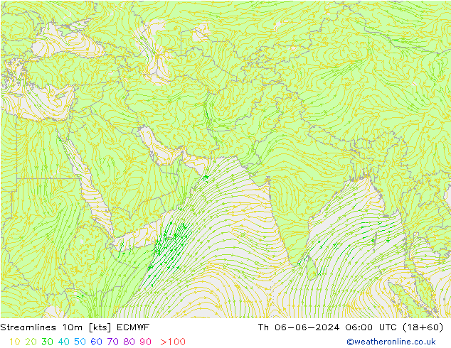 Rüzgar 10m ECMWF Per 06.06.2024 06 UTC