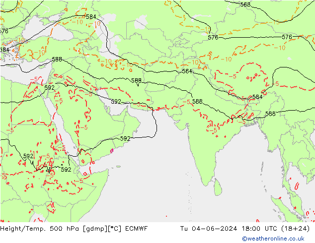 Z500/Rain (+SLP)/Z850 ECMWF Tu 04.06.2024 18 UTC