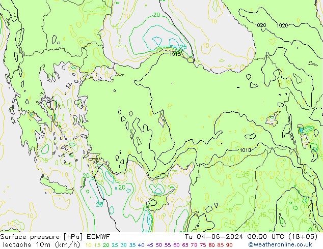 Isotaca (kph) ECMWF mar 04.06.2024 00 UTC