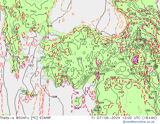 Theta-e 850hPa ECMWF vr 07.06.2024 12 UTC