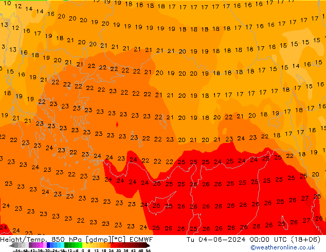 Z500/Regen(+SLP)/Z850 ECMWF di 04.06.2024 00 UTC