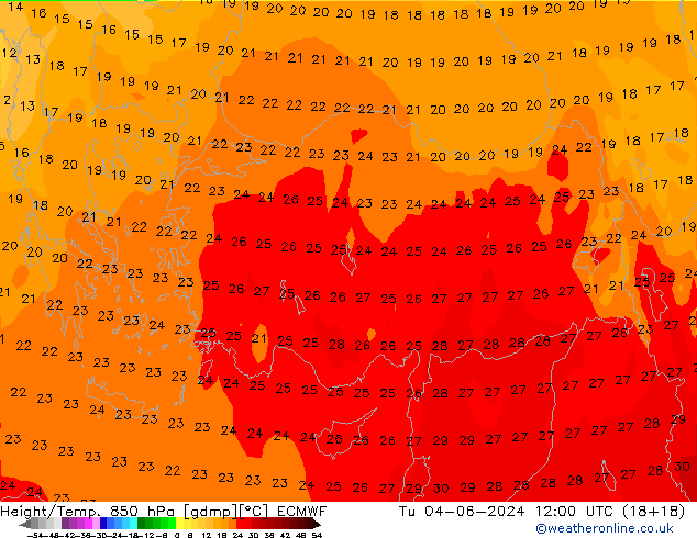 Z500/Rain (+SLP)/Z850 ECMWF Ter 04.06.2024 12 UTC