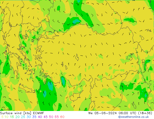 Wind 10 m ECMWF wo 05.06.2024 06 UTC