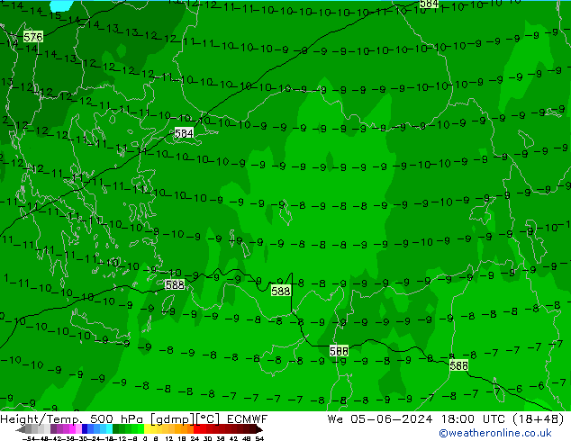 Height/Temp. 500 hPa ECMWF We 05.06.2024 18 UTC