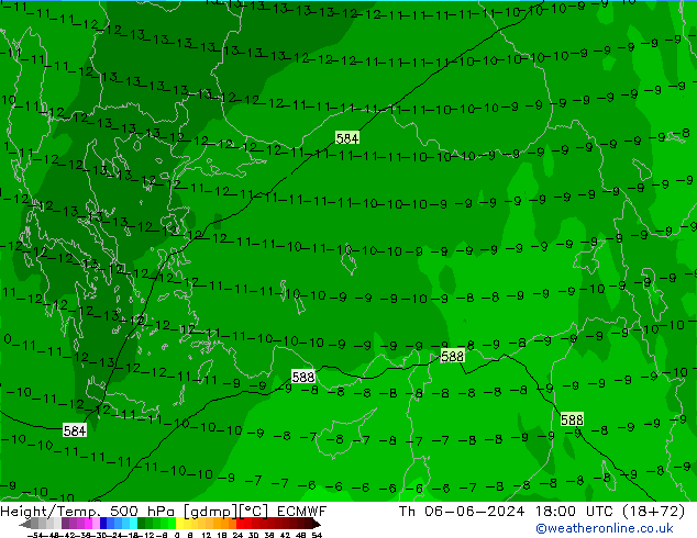 Z500/Rain (+SLP)/Z850 ECMWF Th 06.06.2024 18 UTC