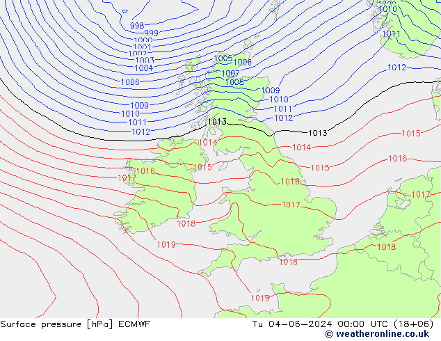 Surface pressure ECMWF Tu 04.06.2024 00 UTC