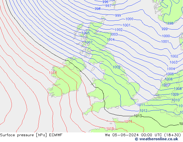 pressão do solo ECMWF Qua 05.06.2024 00 UTC