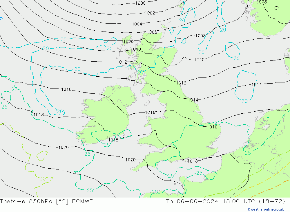 Theta-e 850hPa ECMWF Th 06.06.2024 18 UTC