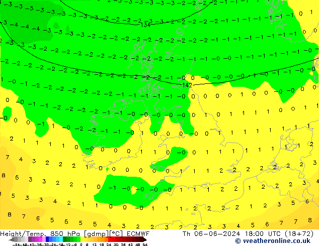 Z500/Rain (+SLP)/Z850 ECMWF Th 06.06.2024 18 UTC