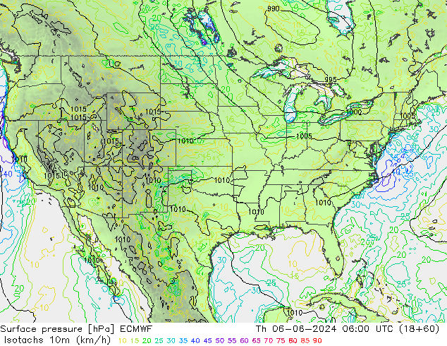 Isotachs (kph) ECMWF Th 06.06.2024 06 UTC