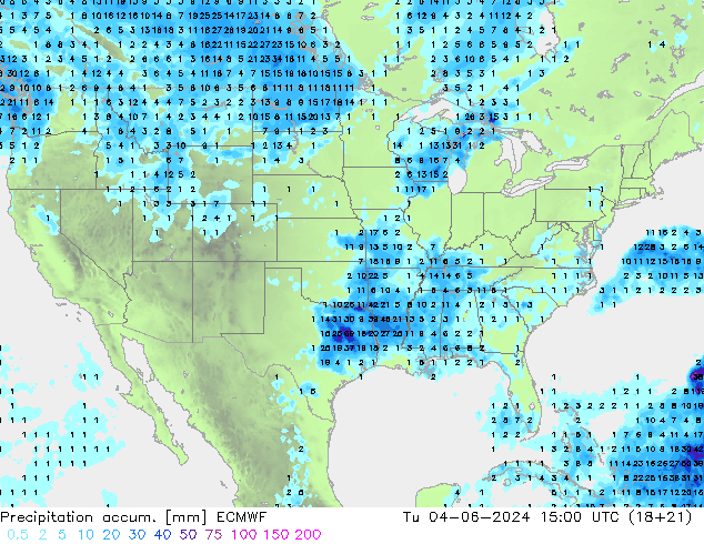Precipitation accum. ECMWF Tu 04.06.2024 15 UTC