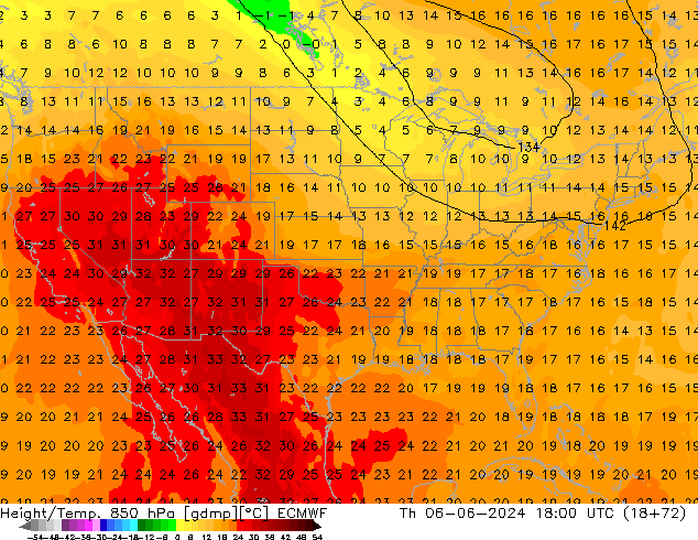 Z500/Rain (+SLP)/Z850 ECMWF Th 06.06.2024 18 UTC