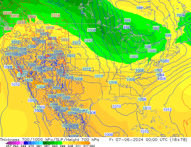 Thck 700-1000 hPa ECMWF Pá 07.06.2024 00 UTC