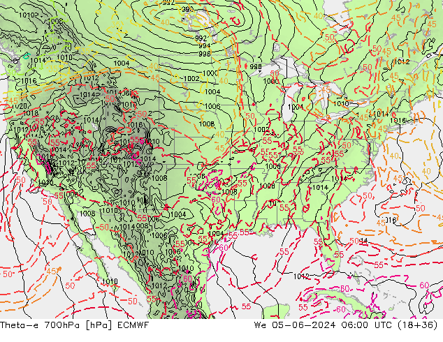 Theta-e 700hPa ECMWF We 05.06.2024 06 UTC