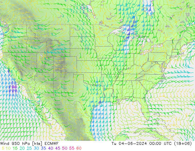 Wind 950 hPa ECMWF Tu 04.06.2024 00 UTC