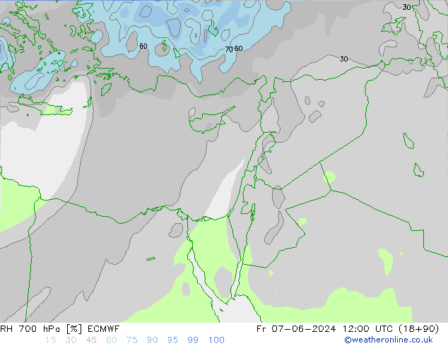 RH 700 hPa ECMWF ven 07.06.2024 12 UTC