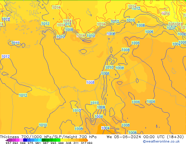 Thck 700-1000 hPa ECMWF We 05.06.2024 00 UTC