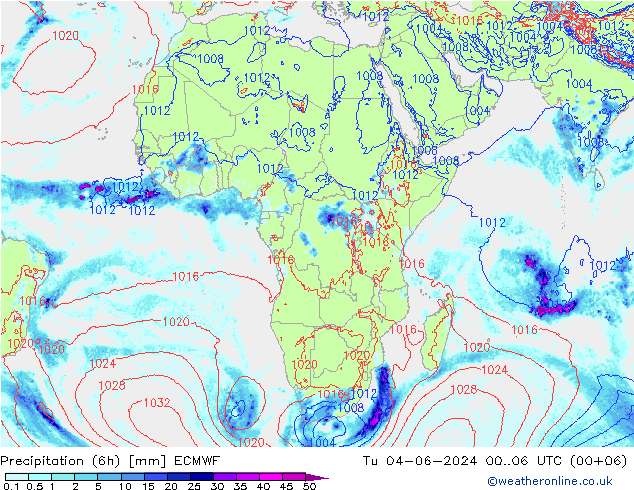 Z500/Rain (+SLP)/Z850 ECMWF Tu 04.06.2024 06 UTC