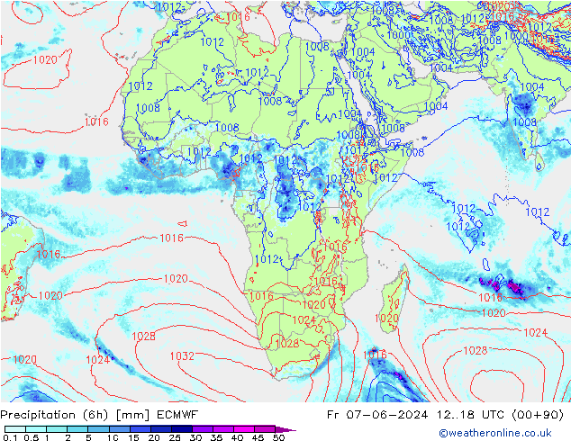 Z500/Rain (+SLP)/Z850 ECMWF Fr 07.06.2024 18 UTC