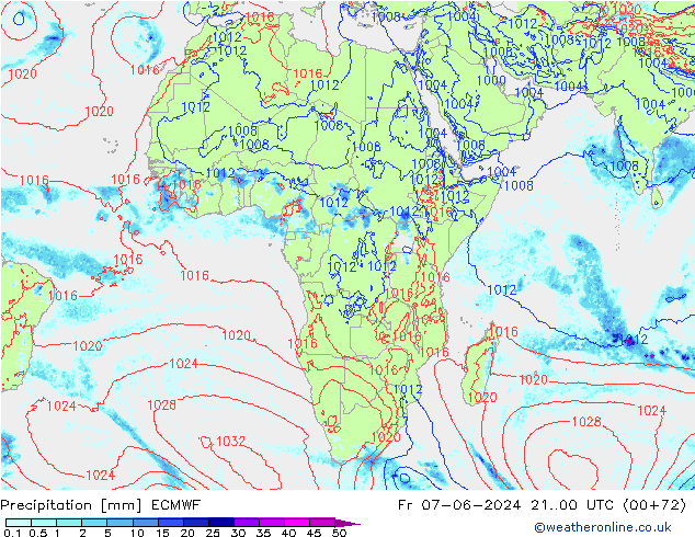 Srážky ECMWF Pá 07.06.2024 00 UTC